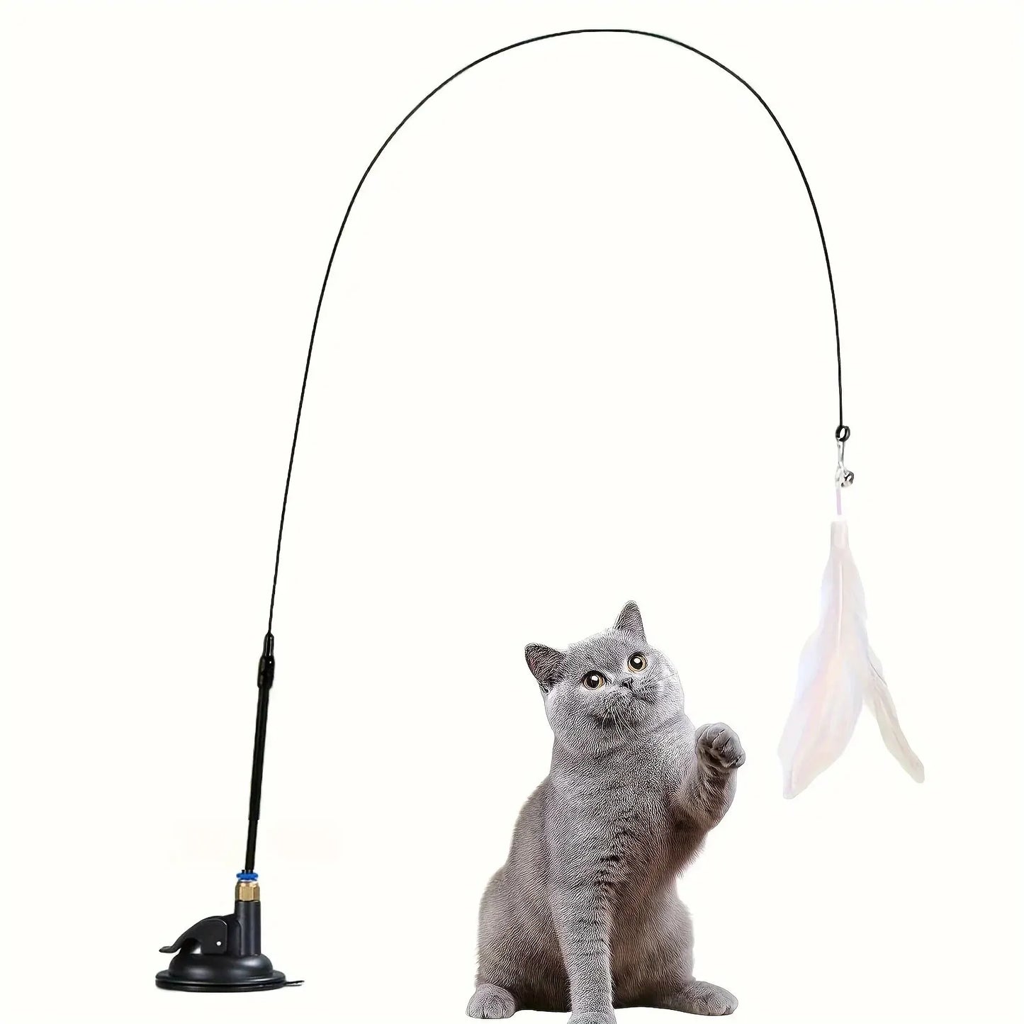 Interactive Cat Teaser Wand with Suction Cup
