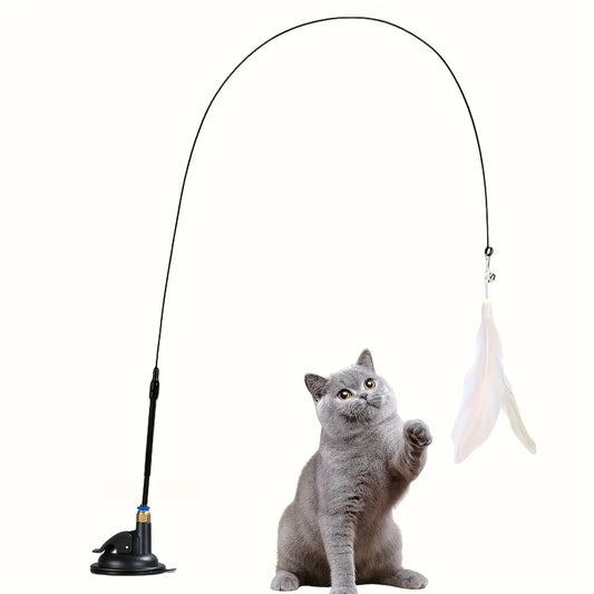 Interactive Cat Teaser Wand with Suction Cup