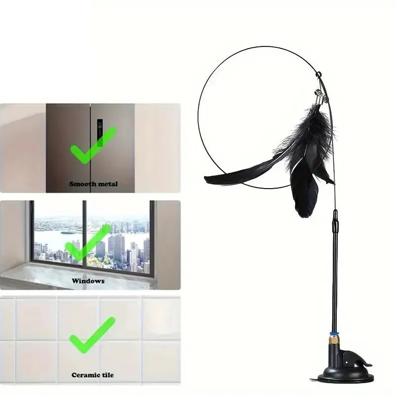 Interactive Cat Teaser Wand with Suction Cup