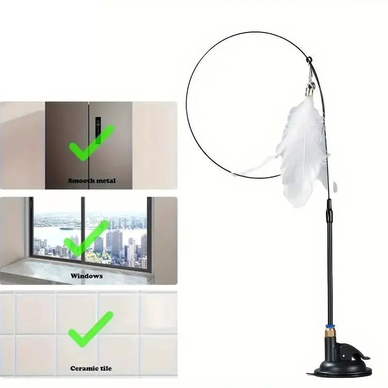 Interactive Cat Teaser Wand with Suction Cup