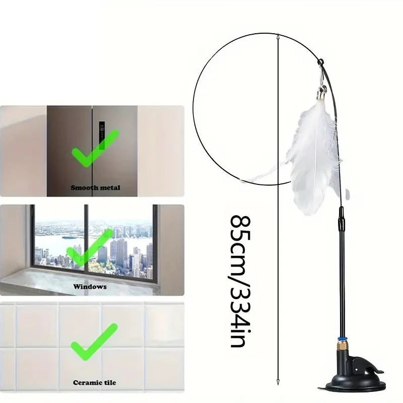 Interactive Cat Teaser Wand with Suction Cup
